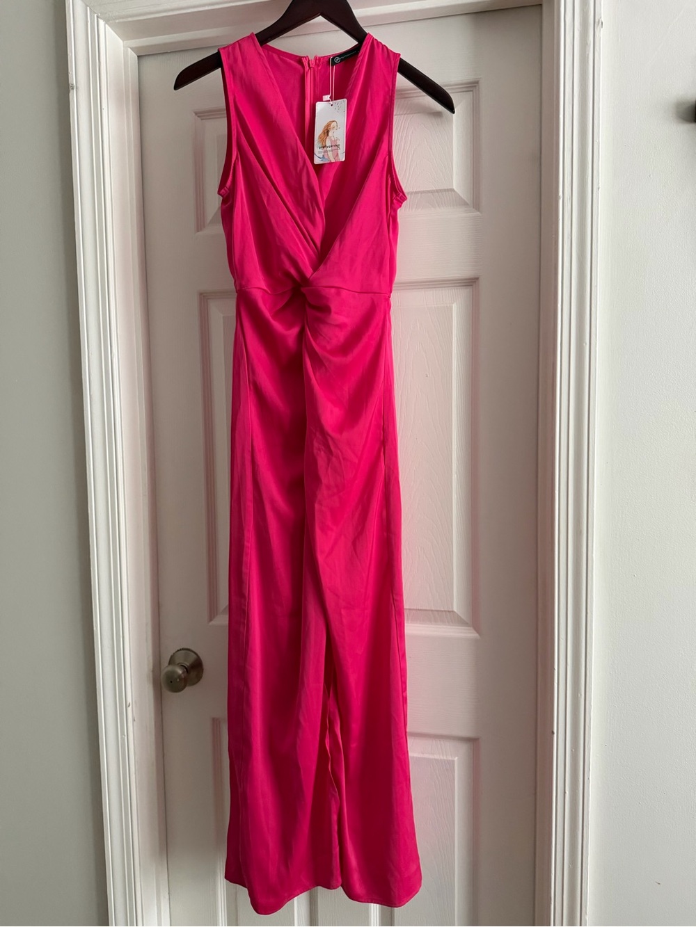 Sleeveless Maxi Dress in Fuchsia with Twist Front